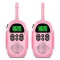 2Pcs DJ100 Walkie Talkie Toys Kids Interphone Mini Handheld Transceiver 3KM Range UHF Radio with Lanyard - Pink+Pink