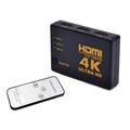 Comutador 4K Ultra HD 3 para 1 HDMI com controlo remoto