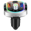 Transmissor FM Bluetooth & Carregador de Carro com Luz LED BC63 - Preto