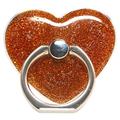 Suporte de anel com brilho em forma de coração para suporte de telefone com fivela de metal para smartphone