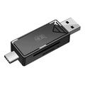 KAWAU C351 Adaptador OTG portátil para leitor de cartões USB 3.0 de alta velocidade tipo C + USB SD / TF