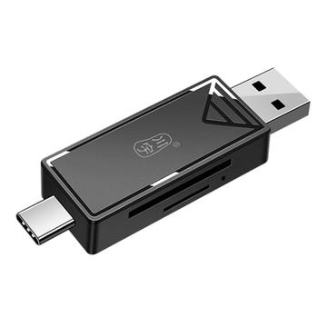 KAWAU C351 Adaptador OTG portátil para leitor de cartões USB 3.0 de alta velocidade tipo C + USB SD / TF