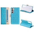 Bolsa tipo Carteira Lace Pattern para Samsung Galaxy S22 5G - Azul