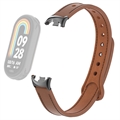 Bracelete em Pele para Xiaomi Smart Band 8 com Conectores - Castanho