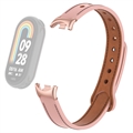 Bracelete em Pele para Xiaomi Smart Band 8 com Conectores - Cor-de-Rosa