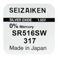 Bateria de óxido de prata Seizaiken 317 SR516SW - 1.55V
