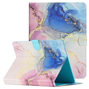 Capa para tablet folio com padrão de mármore universal - 10" - Rosa / Azul