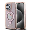 Capa MagSafe para iPhone 15 Pro Max Hello Kitty IML Ring Stand Glitter - Rosa