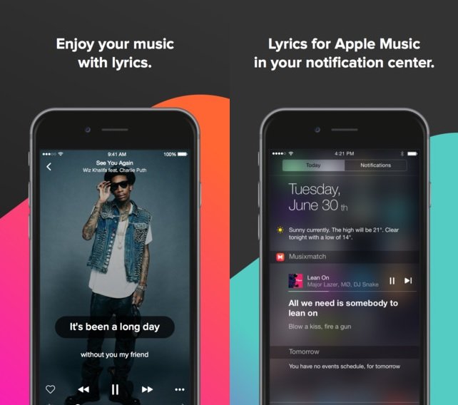 Musixmatch app Aplicação Musixmatch