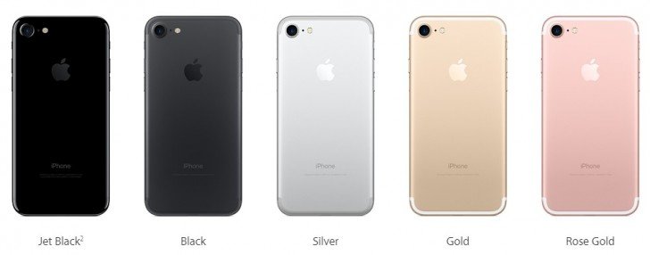 Opções de cores para iPhone 7 e 7s Cores do iPhone 7 e 7s