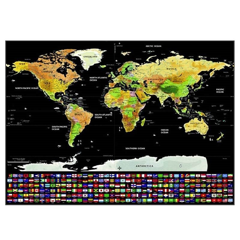 Mapa mundial Scratch Map - depois Mapa mundial Scratch Map