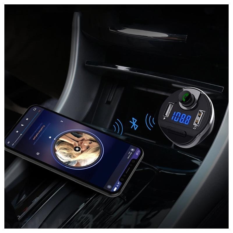 Transmissor FM Bluetooth e carregador de carro