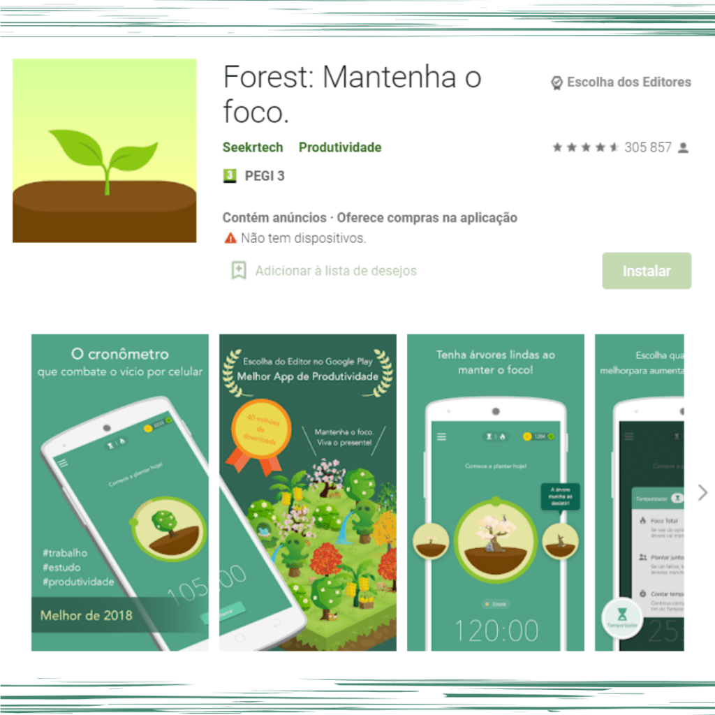Aplicação Forest Forest - Stay Focused