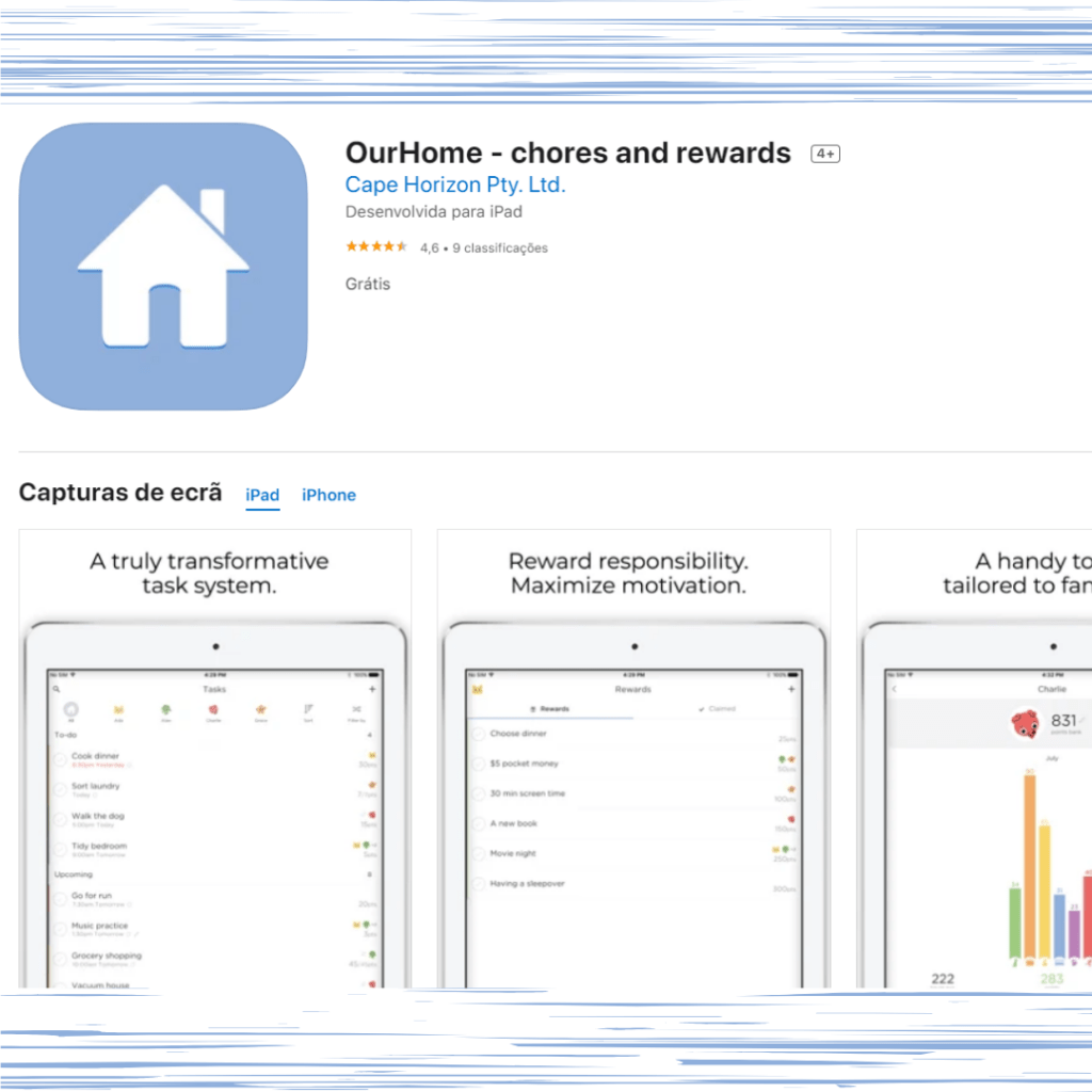 Aplicação OurHome OurHome - tarefas e recompensas