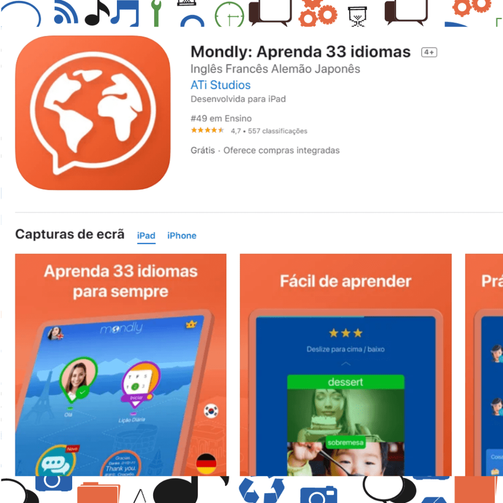 Aplicação de aprendizagem de língua Mondly Aplicação de aprendizagem Mondly