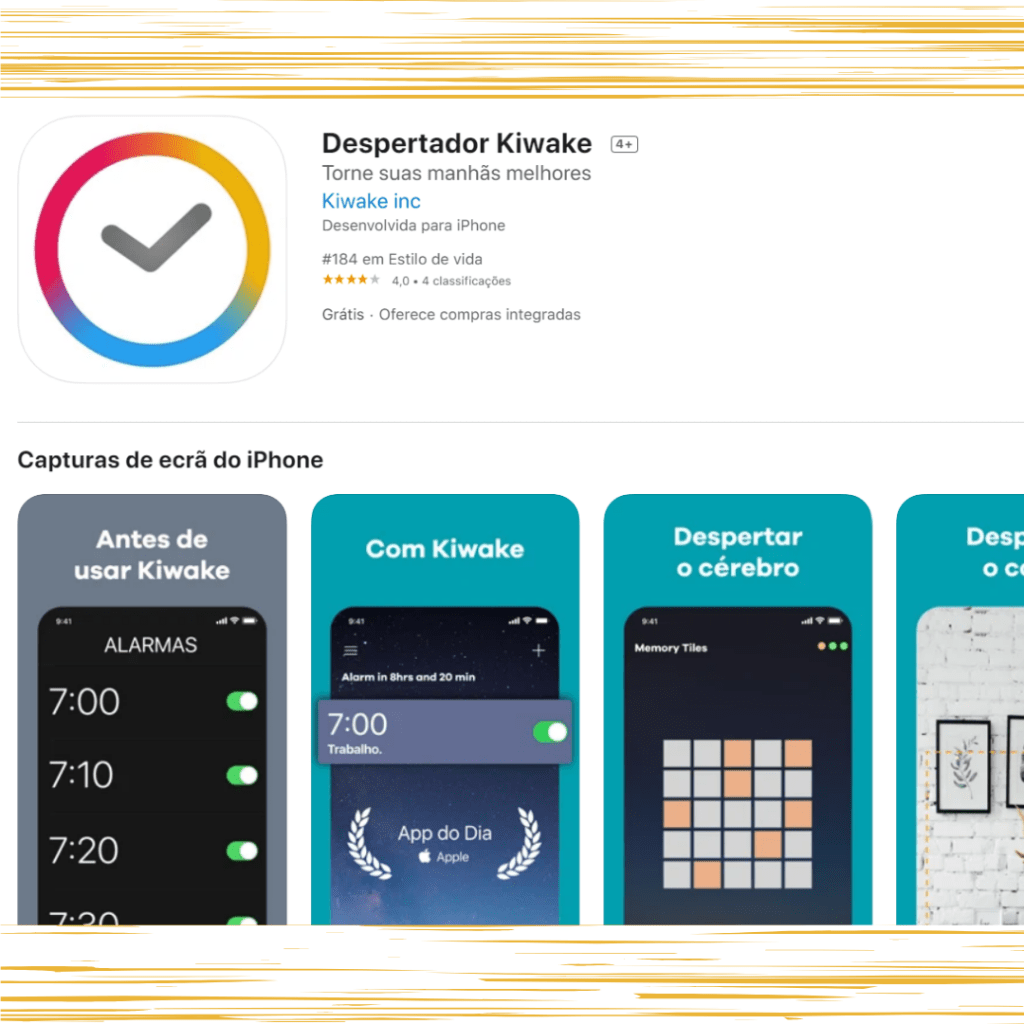 Aplicação Kiwake Despertador inteligente Kiwake