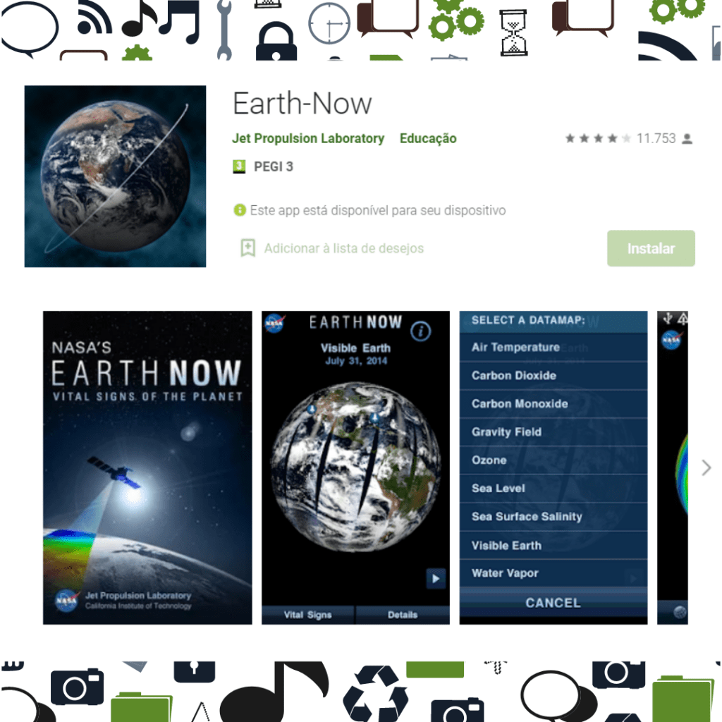 Aplicação educacional Earth-Now