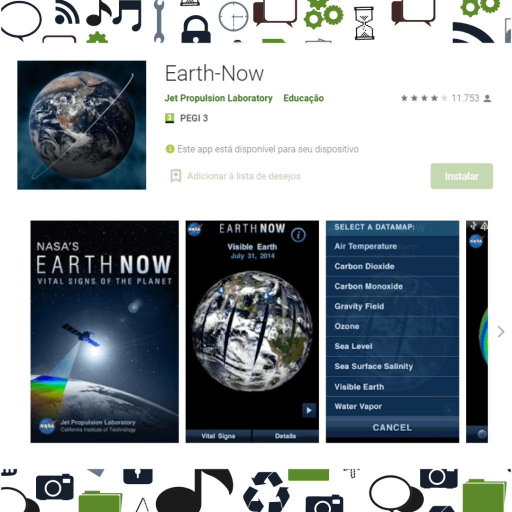 Aplicação Earth-Now Aplicação educacional Earth-Now