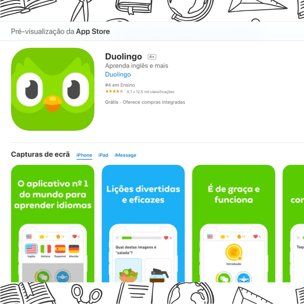 Aplicação de línguas Duolingo