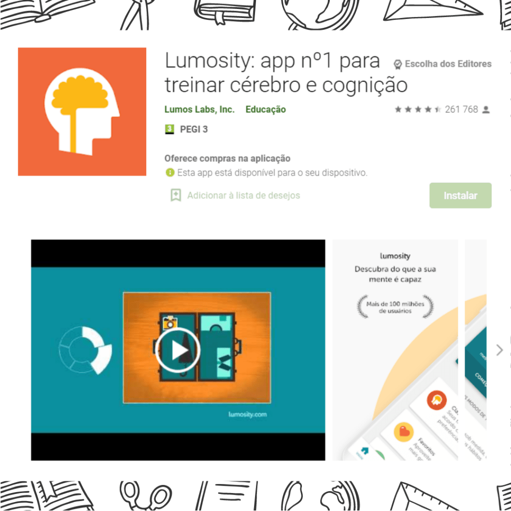 Aplicação Lumosity Aplicação educacional Lumosity