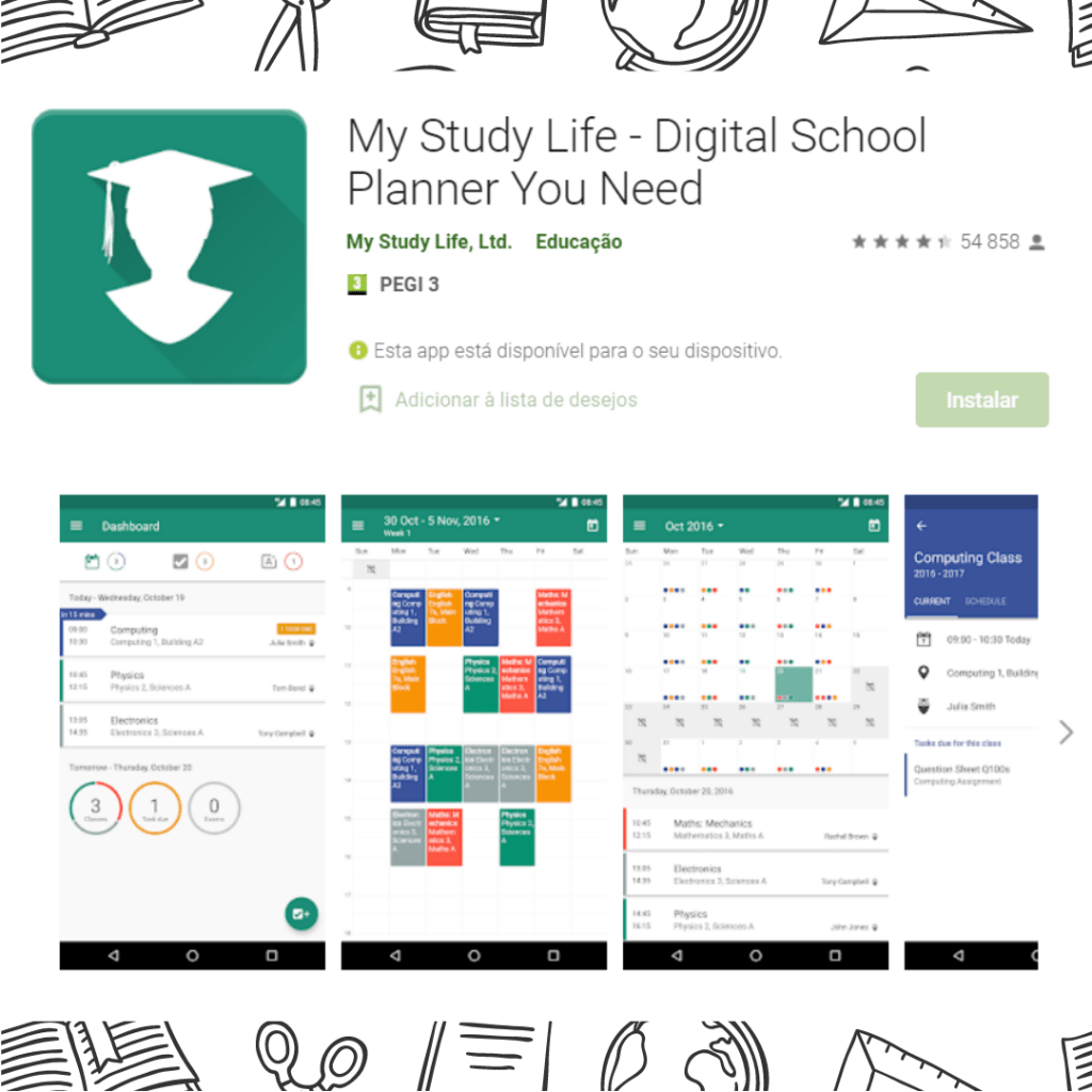 Aplicação My Study Life Aplicação educacional My Study Life