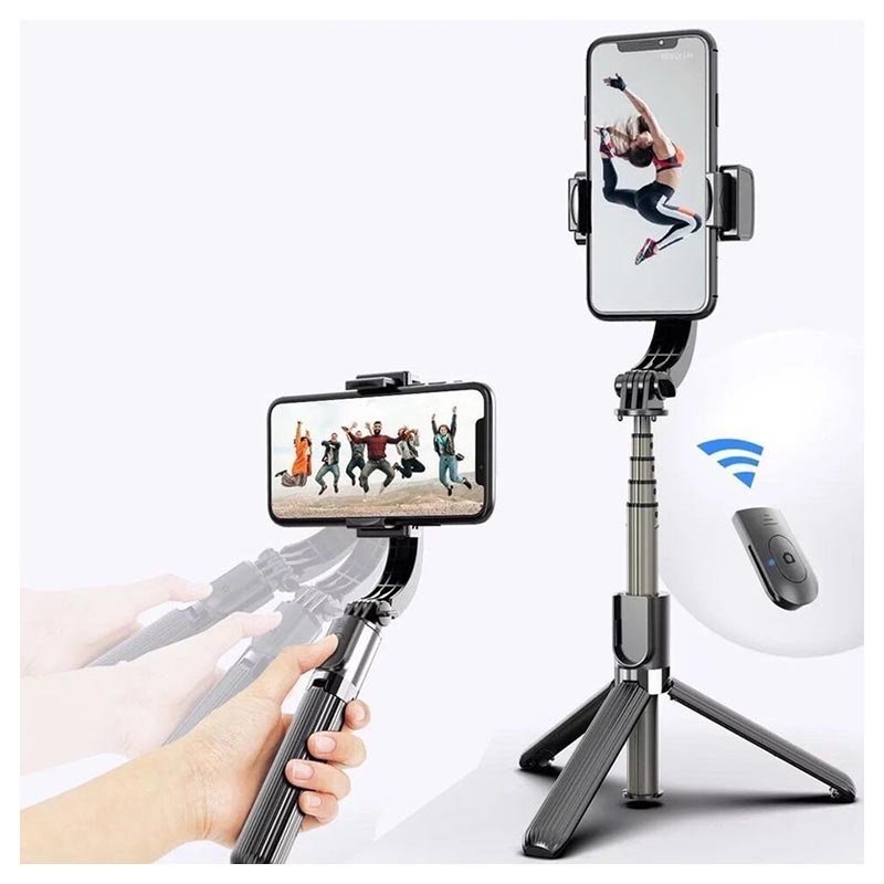 Stick para selfies com gimbal e tripé