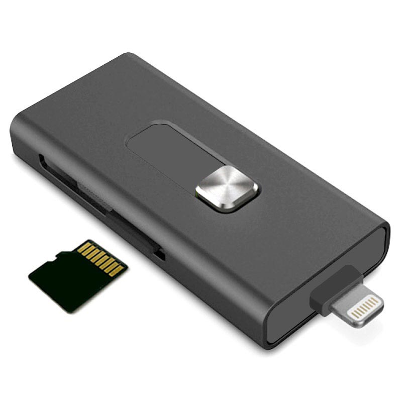 Memória USB Ksix e leitor de cartão Expansão Lightning/USB Ksix iMemory / leitor de cartões microSD