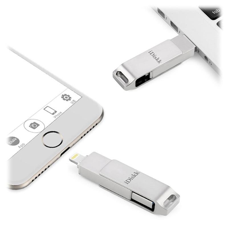 Pen Drive iDiskk OTG - USB Tipo-A / Lightning Pen USB duplo iDiskk OTG