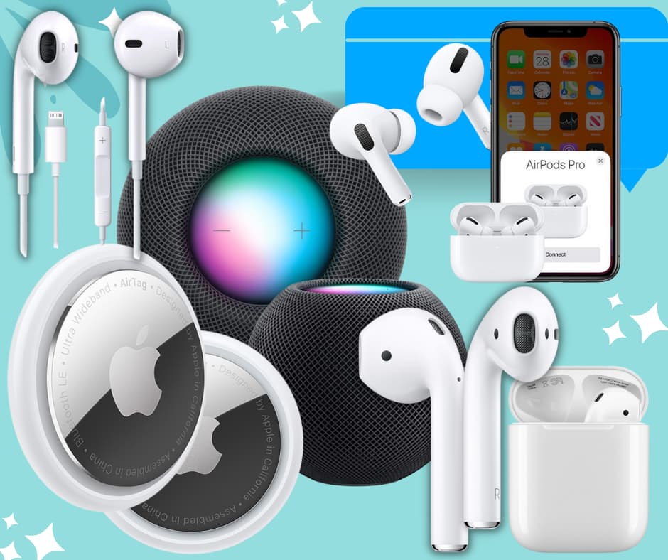 Apple AirPods, EarPods e Outros Acessórios de Áudio AirTag, coluna sem fio, AirPods e iPhone