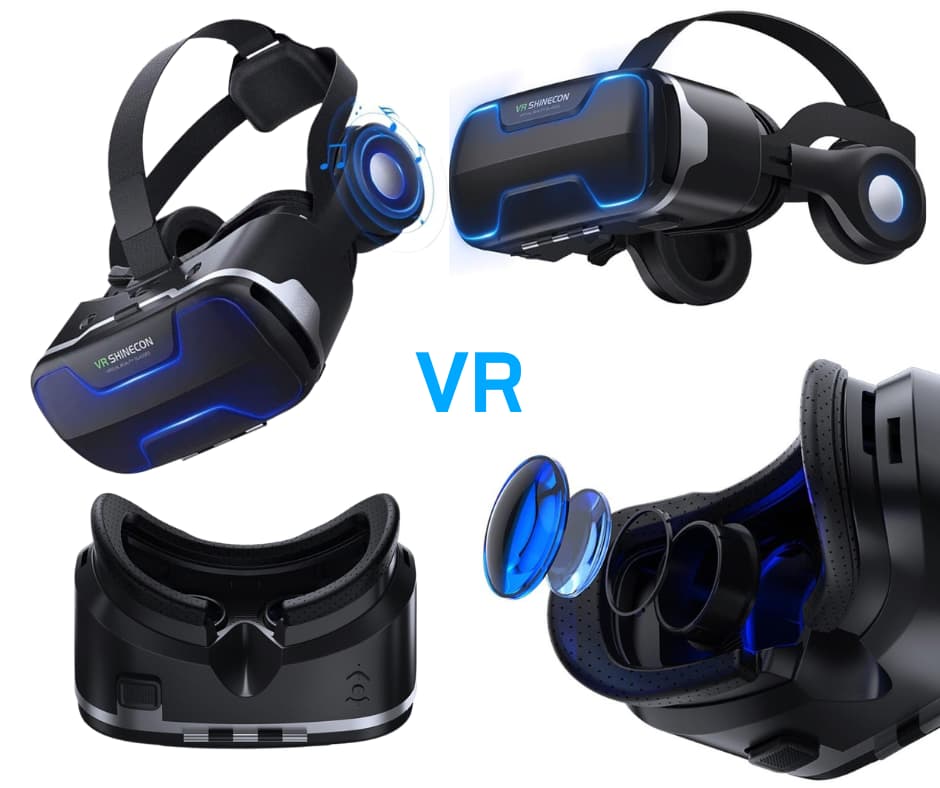 Óculos de Realidade Virtual Antiluz Azul Shinecon G02ED com Auscultadores ANC