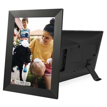 Moldura fotográfica digital HD WiFi de 10.1" com transferência de fotografias/vídeos sem fios - Preto