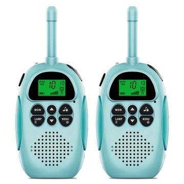 2Pcs DJ100 Walkie Talkie Toys Kids Interphone Mini Handheld Transceiver 3KM Range UHF Radio with Lanyard