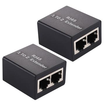 Set 1 a 2 RJ45 Splitter Connector Inline LAN Plugs Adaptador de extensão de cabo Ethernet - 2 Peças