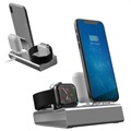 Suporte de Carregamento 3-em-1 Aluminum Alloy - iPhone, Apple Watch, AirPods - Cinzento