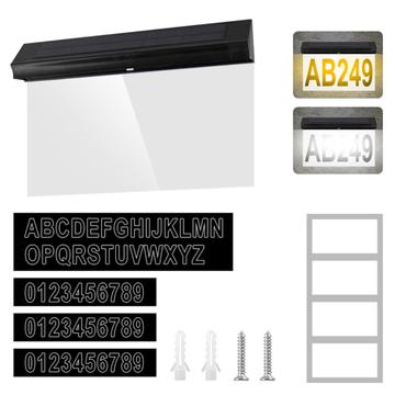 Placa de endereço solar de 30 LEDs com números de casa personalizáveis
