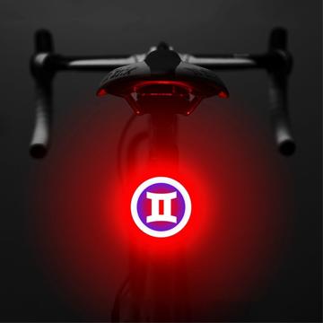 3664 Luz traseira de bicicleta criativa IPX2 à prova de água Luz LED pequena para bicicleta com suporte de carregamento USB para ciclismo ao ar livre - Gemini