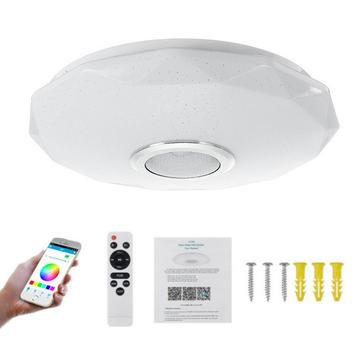 Candeeiro de teto LED inteligente de 36W com controlo remoto / altifalante Bluetooth - Forma de diamante