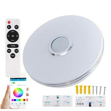 Candeeiro de teto LED inteligente de 36W com controlo remoto / coluna Bluetooth - Forma redonda