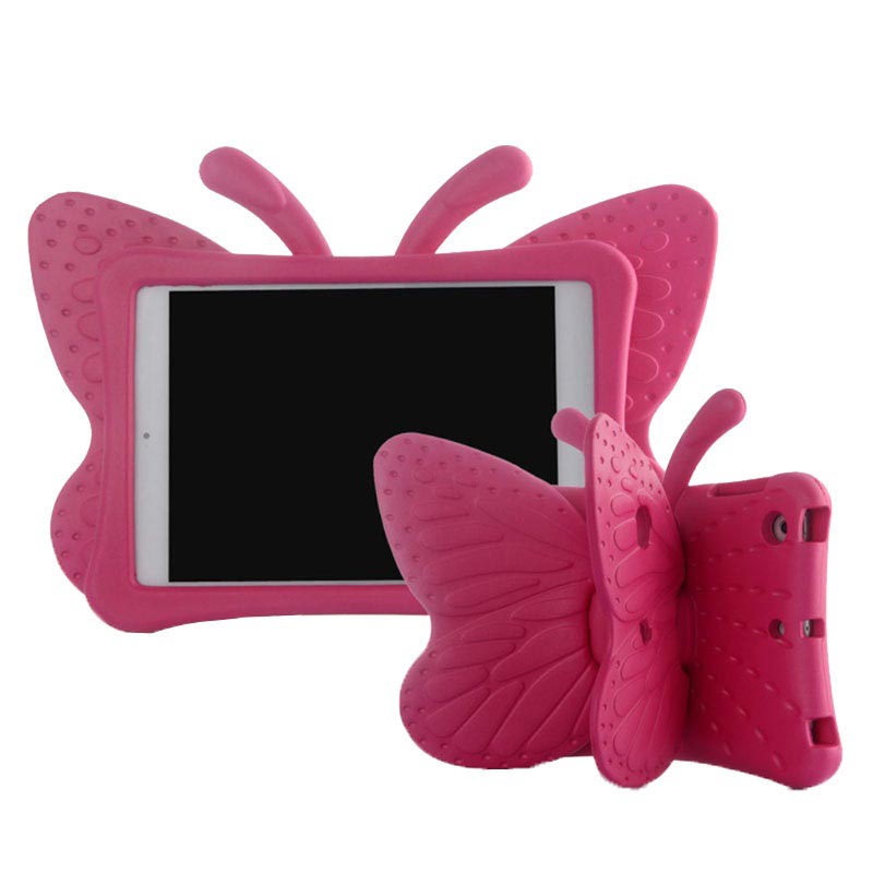 Capa 3D Shockproof para Crianças para iPad Mini 2, iPad Mini 3 - Borboleta  - Cor-de-Rosa Forte