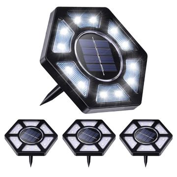 Conjunto de 4 luzes solares de solo / lâmpadas de jardim à prova de água - 12 LEDs brancos