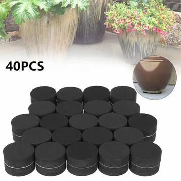 40 unidades. Pés para vasos de flores em EVA autocolantes - 30x10mm - Preto