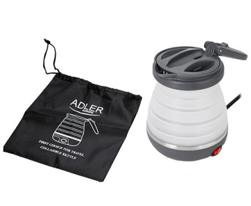Adler AD 1370UK Chaleira de plástico 0.6L - silicone para viagem Ficha do Reino Unido