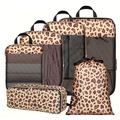 Conjunto de organização de viagem com estampado de leopardo de 6 peças