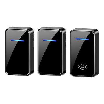 Campainha sem fios A80 alimentada por USB com 2 receptores - Preto