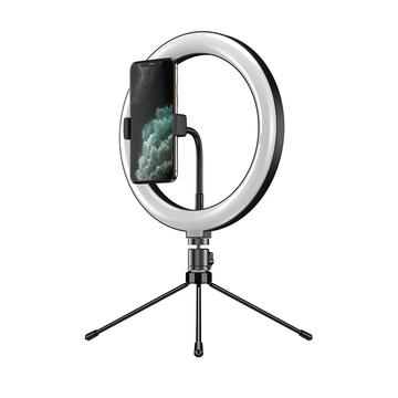 APEXEL APL-FL10JJ13Y Anel de luz LED de 26 cm para fotografia Selfie com suporte para telefone e tripé