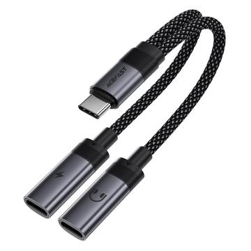 Adaptador e divisor de áudio Acefast J14 USB-C - Cinzento