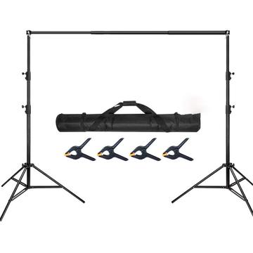 Suporte de tripé ajustável com 4 grampos para fundo fotográfico - 2,88x3m