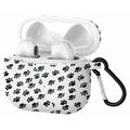 Capa de silicone com padrão para AirPods 3 e mosquetão - Preto / Branco