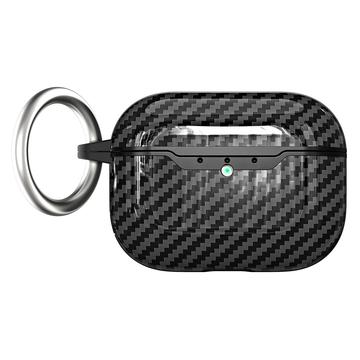 Capa de TPU com Mosquetão para AirPods Pro 3 - Fibra de Carbono