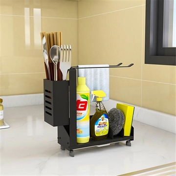 Estante organizadora de cozinha em alumínio com tabuleiro de escoamento